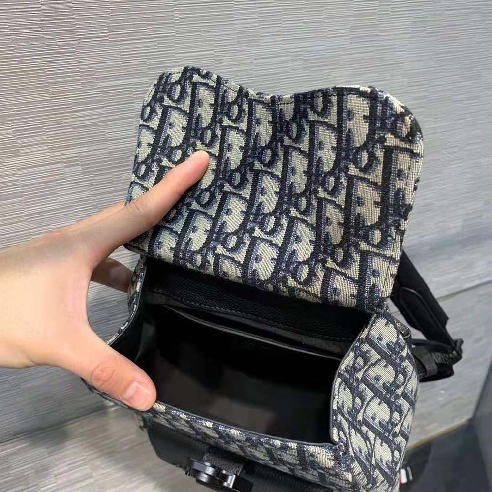 Dior Men Mini Saddle Backpack Dior Oblique Jacquard-White - image 5