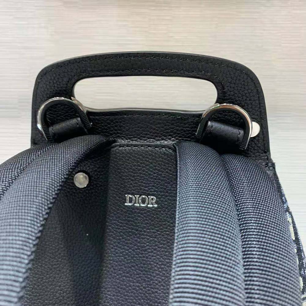 Dior Men Mini Saddle Backpack Dior Oblique Jacquard-White - image 6