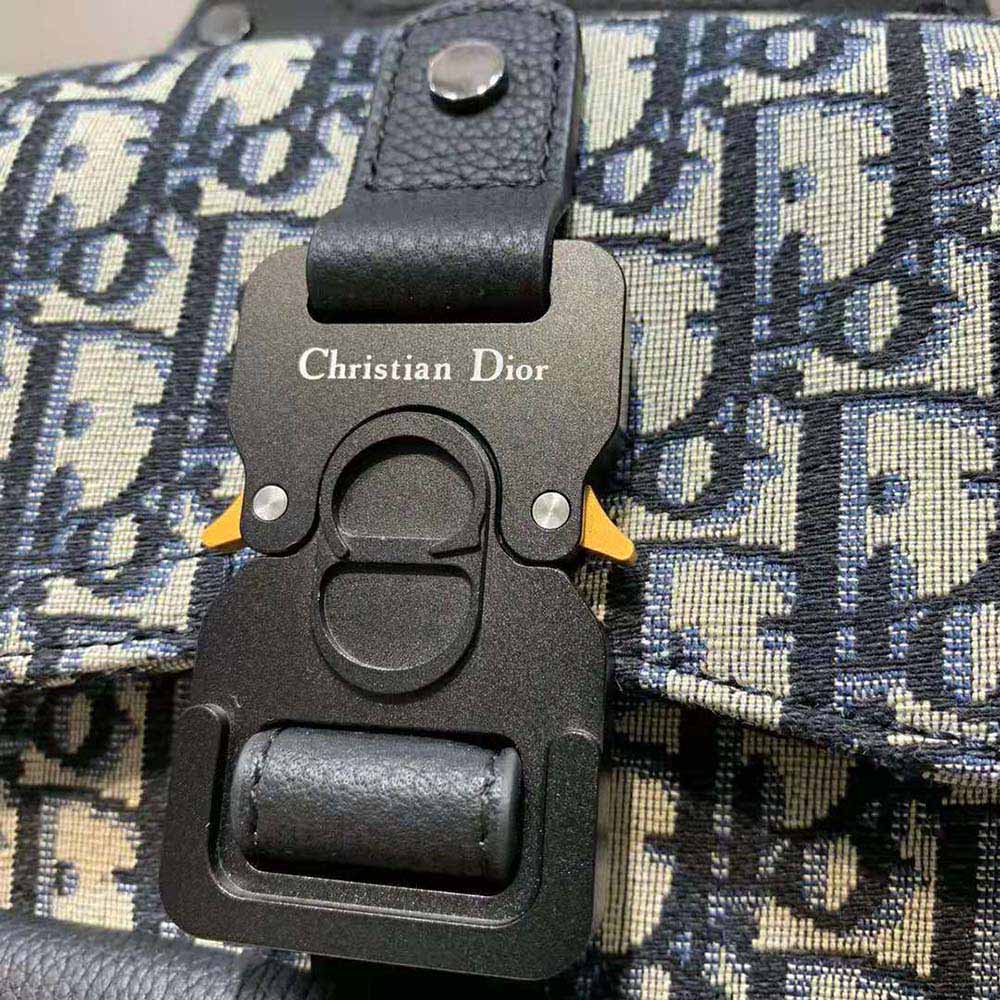 Dior Men Mini Saddle Backpack Dior Oblique Jacquard-White - image 7