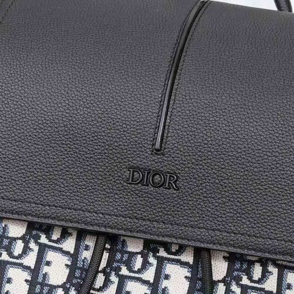 Dior Men Motion Backpack Beige and Black Dior Oblique Jacquard and Black Grained Calfskin - image 7