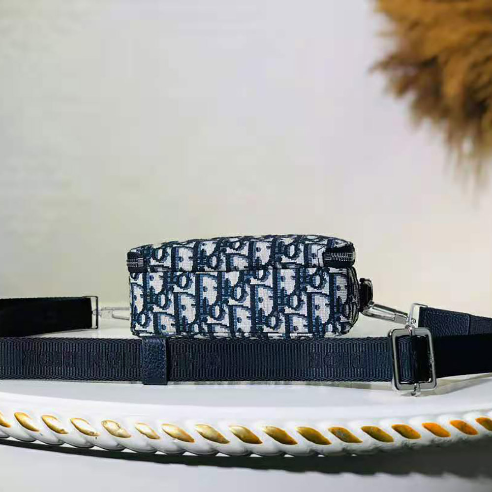 Dior Men Pouch with Shoulder Strap Beige and Black Dior Oblique Jacquard - image 5