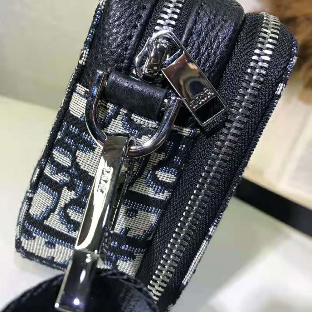 Dior Men Pouch with Shoulder Strap Beige and Black Dior Oblique Jacquard - image 7