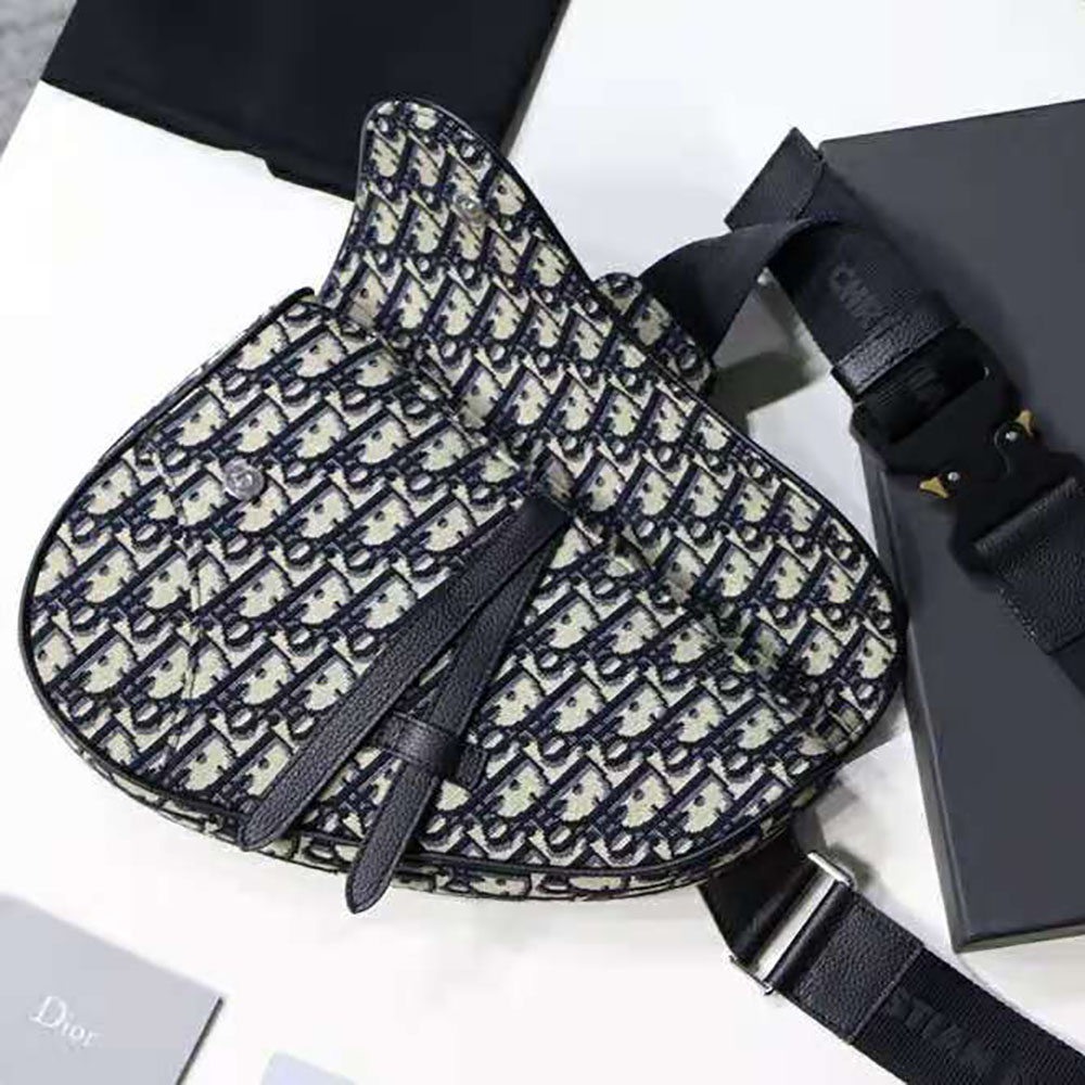Dior Men Saddle Bag Beige and Black Dior Oblique Jacquard - image 4