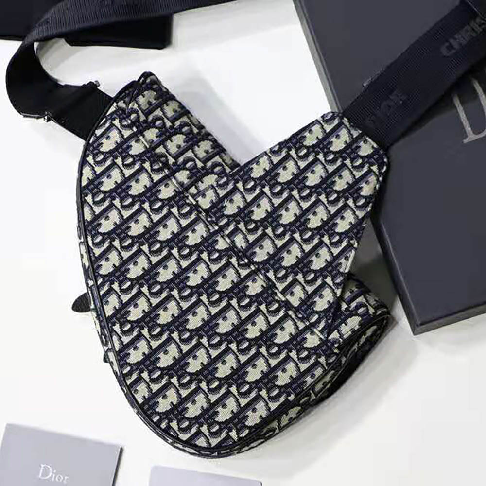 Dior Men Saddle Bag Beige and Black Dior Oblique Jacquard - image 5
