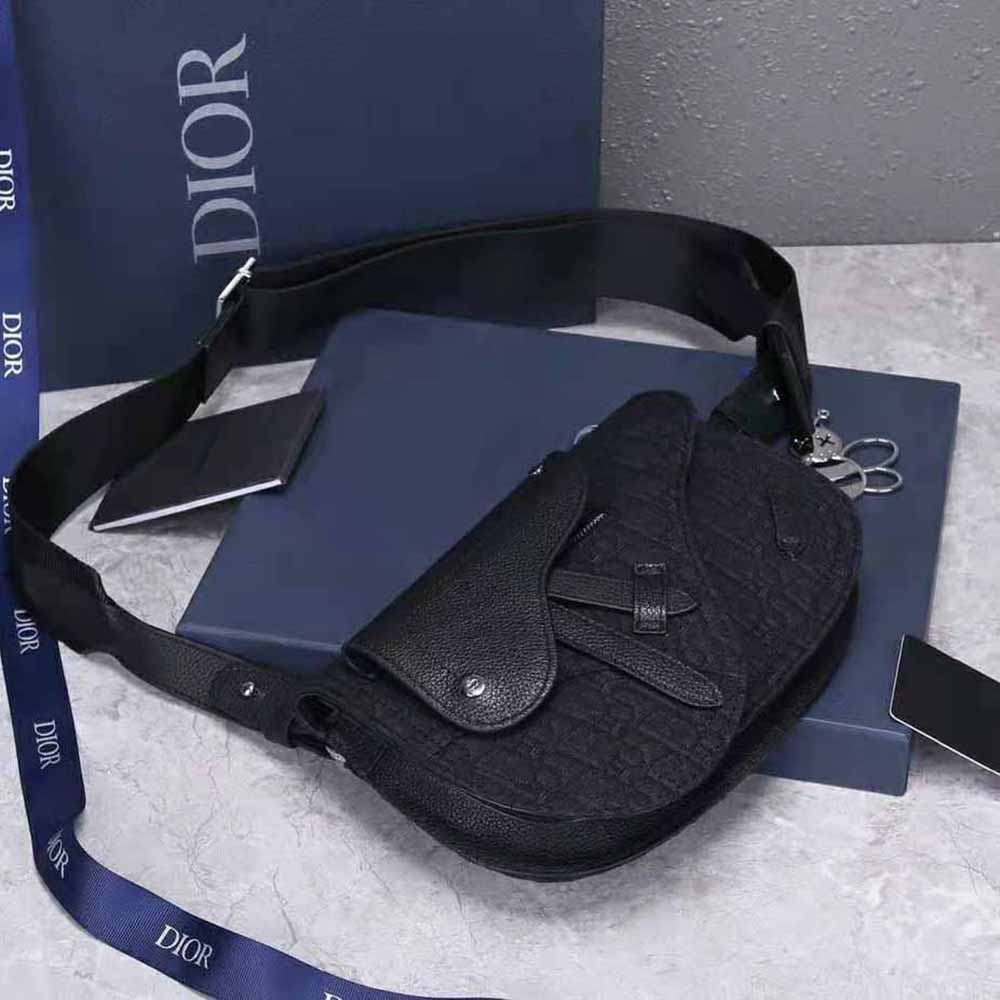Dior Men Saddle Pouch Dior Oblique Jacquard-Black - image 4