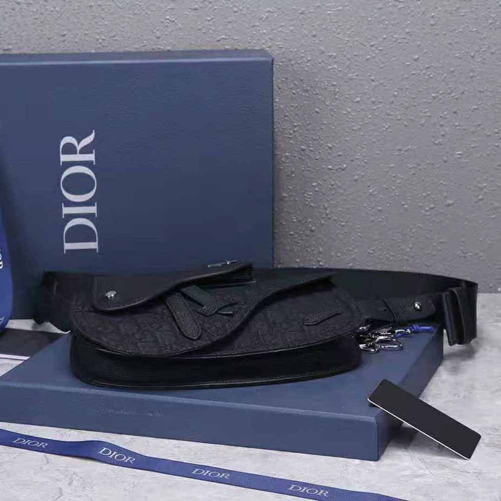 Dior Men Saddle Pouch Dior Oblique Jacquard-Black - image 5
