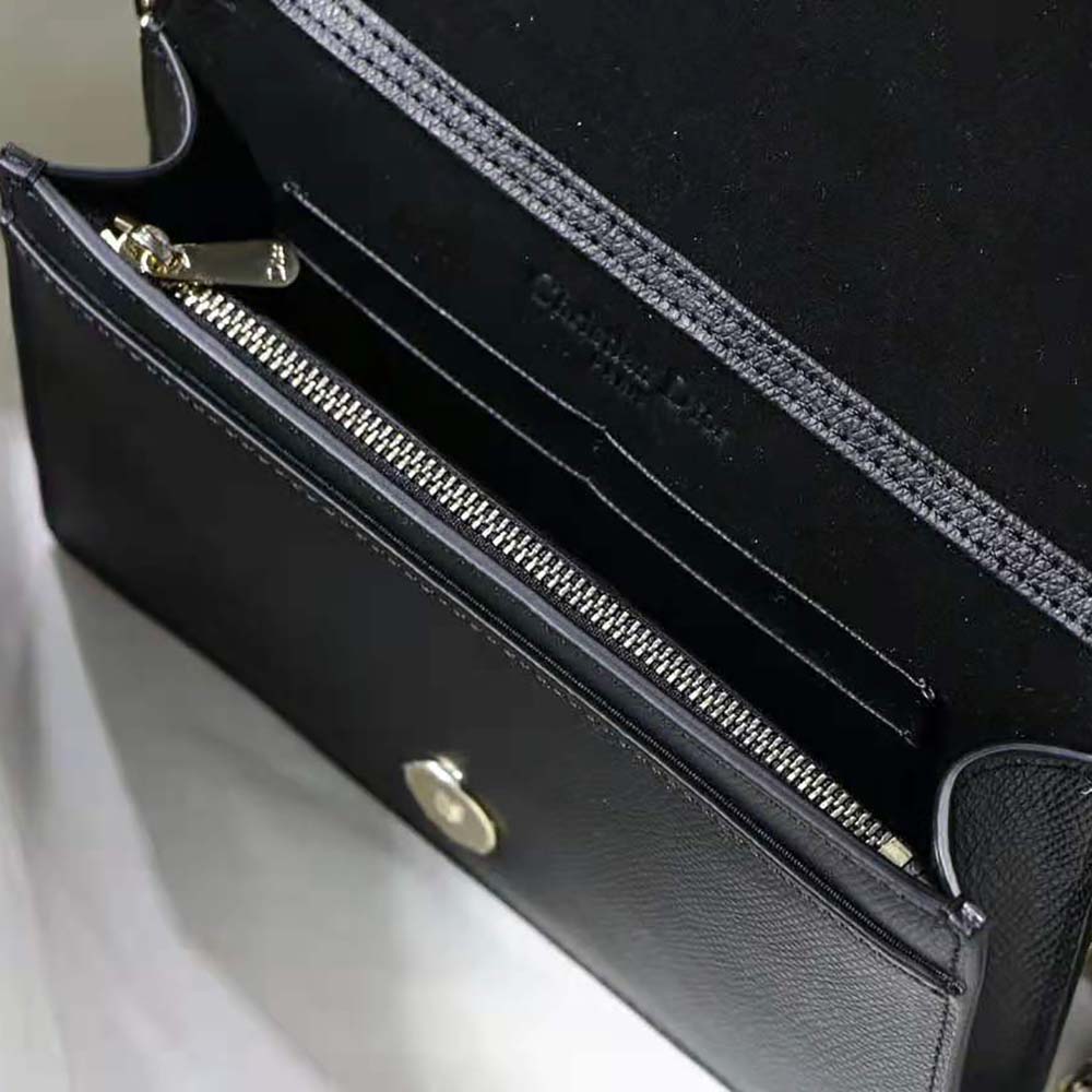 Dior Women 30 Montaigne 2-in-1 Pouch Stone Grained Calfskin-Black - image 7