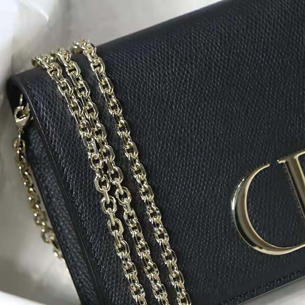 Dior Women 30 Montaigne 2-in-1 Pouch Stone Grained Calfskin-Black - image 10
