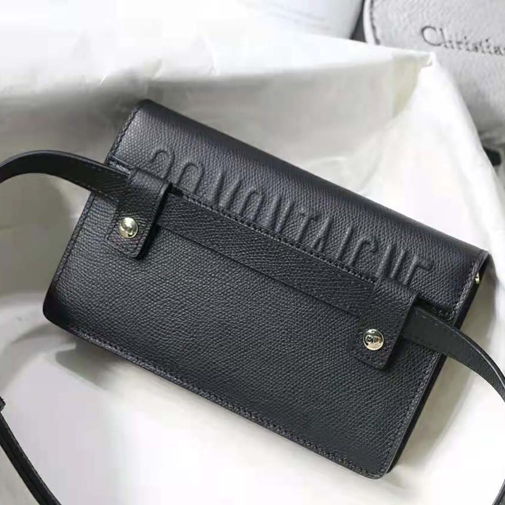 Dior Women 30 Montaigne 2-in-1 Pouch Stone Grained Calfskin-Black - image 4