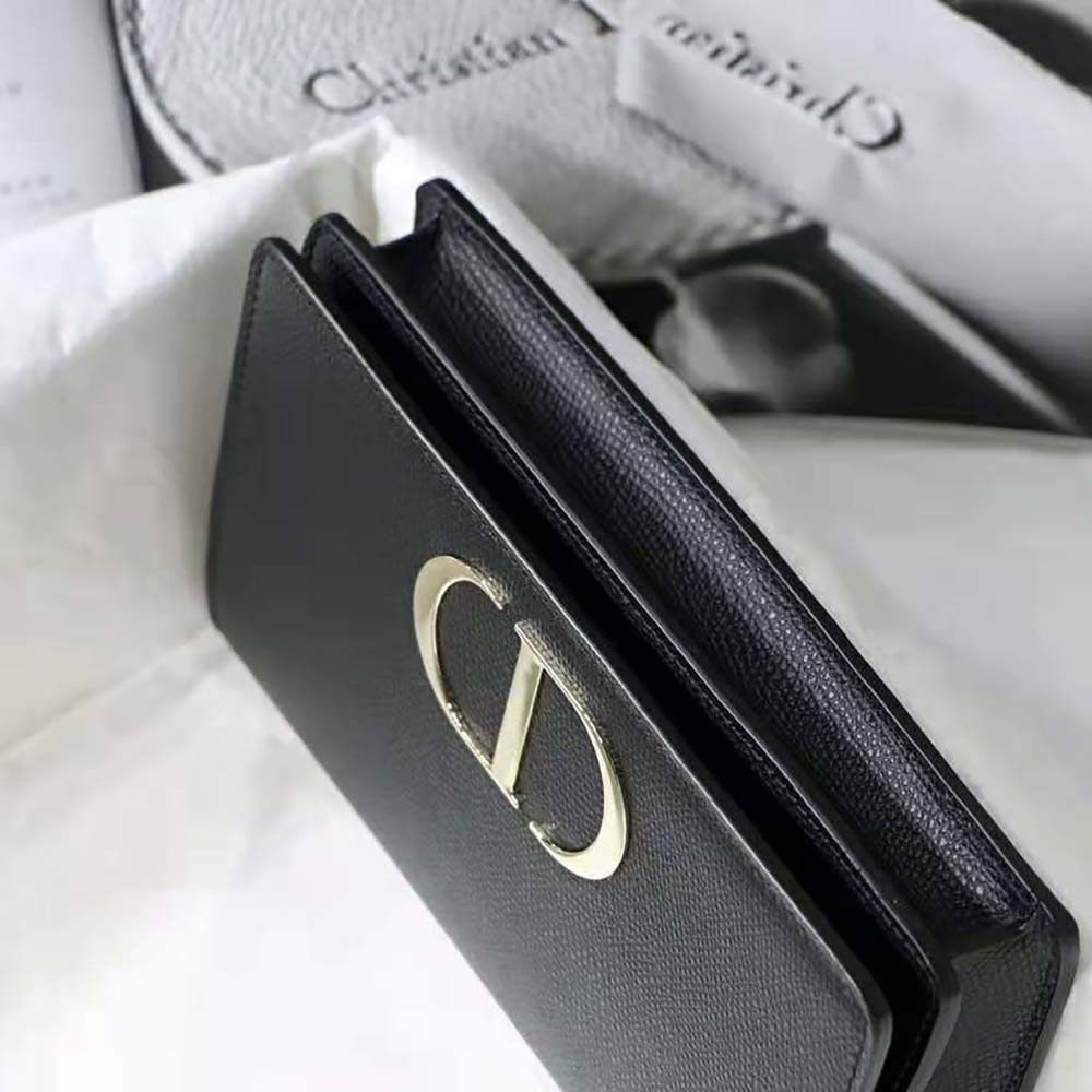 Dior Women 30 Montaigne 2-in-1 Pouch Stone Grained Calfskin-Black - image 5