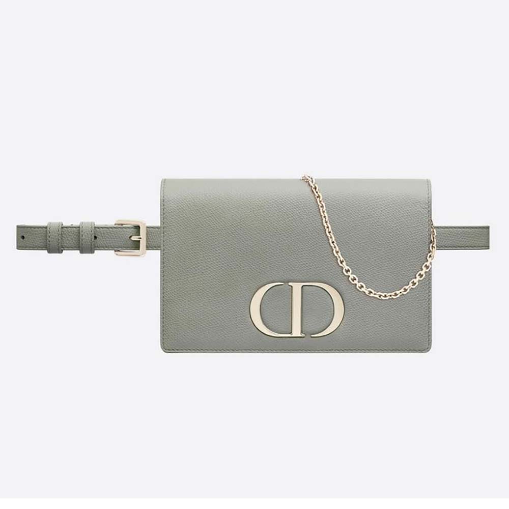 Front view of Dior Women 30 Montaigne 2-in-1 Pouch in silver calfskin