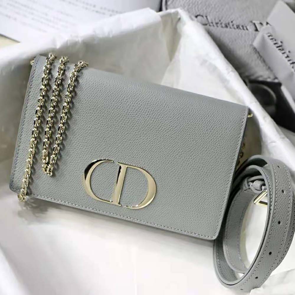 Side angle showing slim compact silhouette of Dior Women 30 Montaigne pouch
