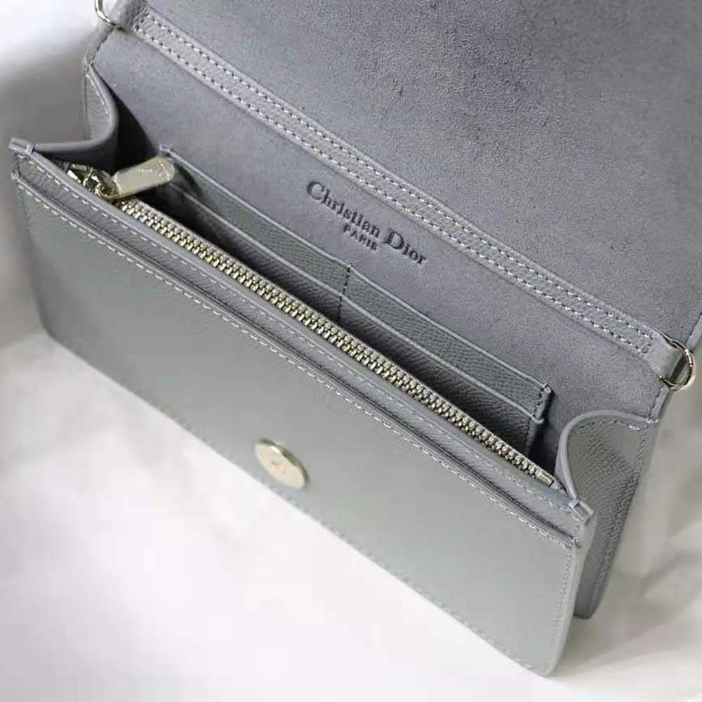 Dior Women 30 Montaigne 2-in-1 Pouch Stone Grained Calfskin-Silver - image 7