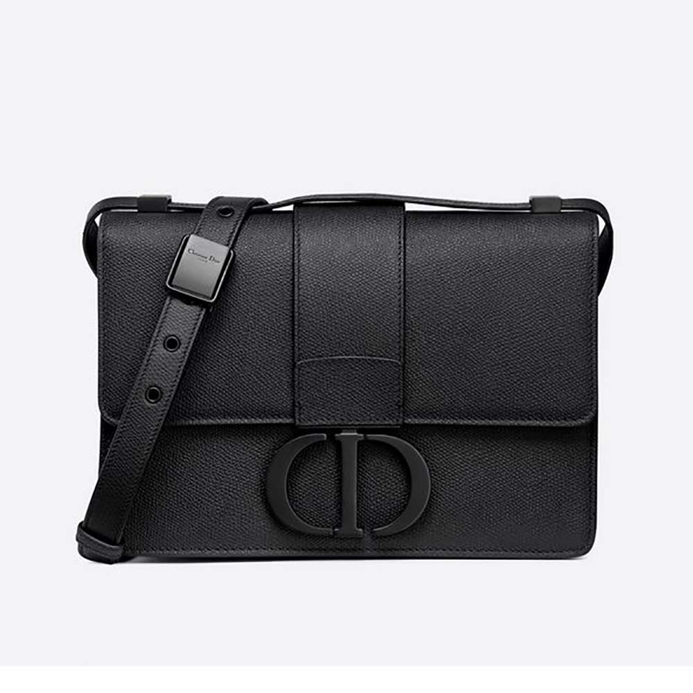 Front view of Dior Women 30 Montaigne Bag Black Ultramatte Grained Calfskin