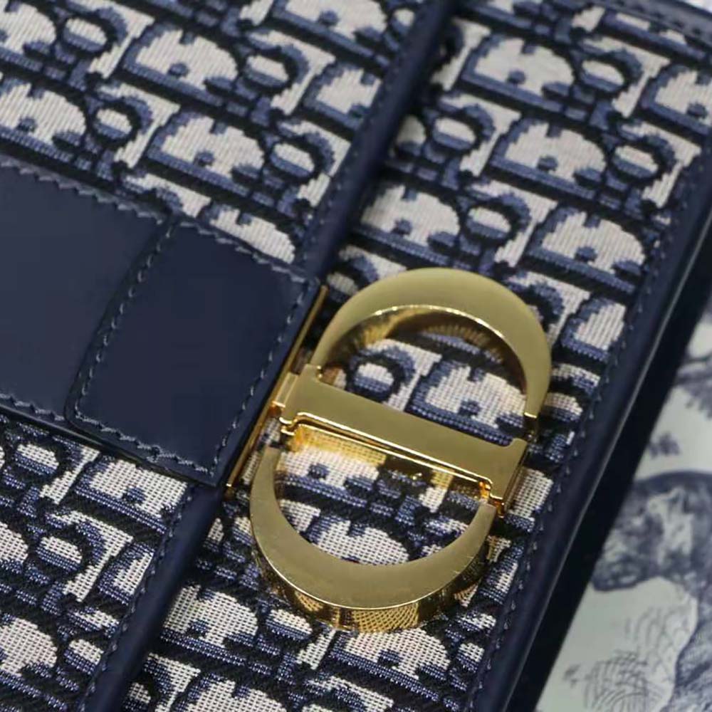 Side angle showing structured silhouette of Dior Women 30 Montaigne Bag