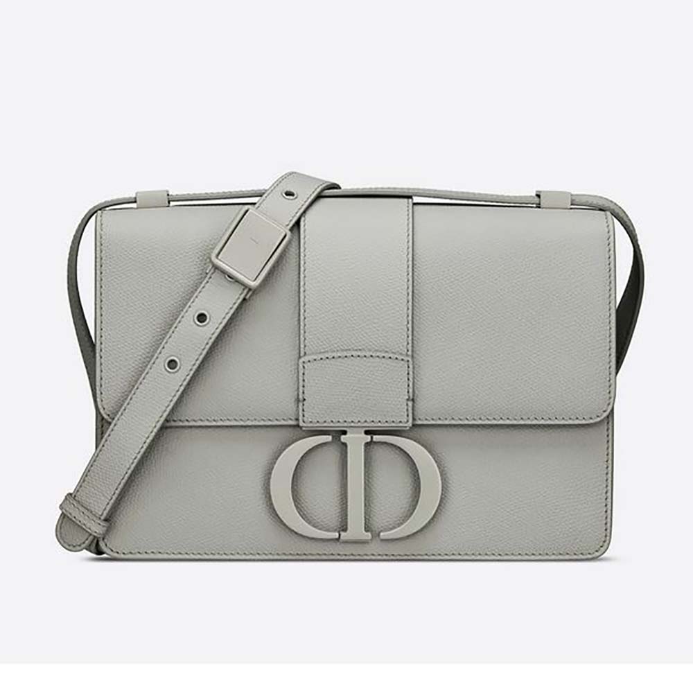 Front angle of Dior Women 30 Montaigne Bag Ultramatte Grained Calfskin-Silver