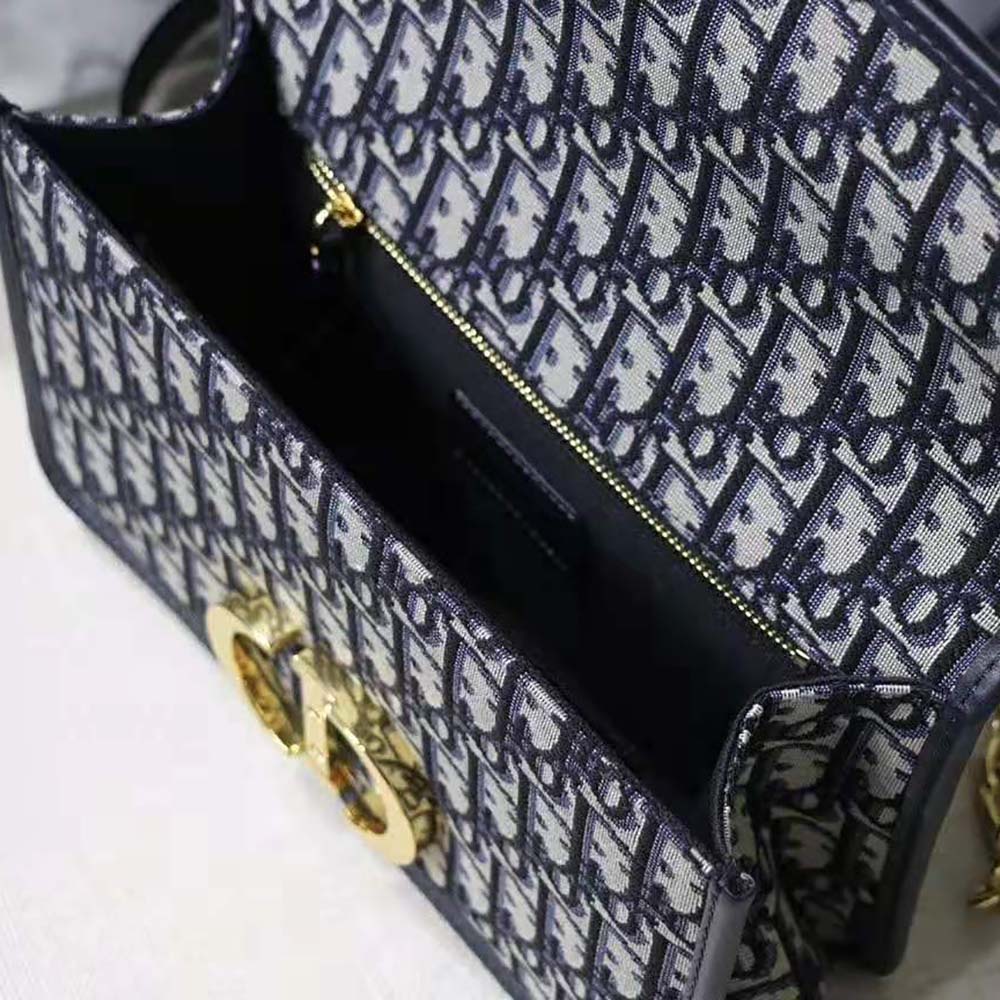 Dior Women 30 Montaigne Chain Bag Blue Dior Oblique Jacquard - image 10