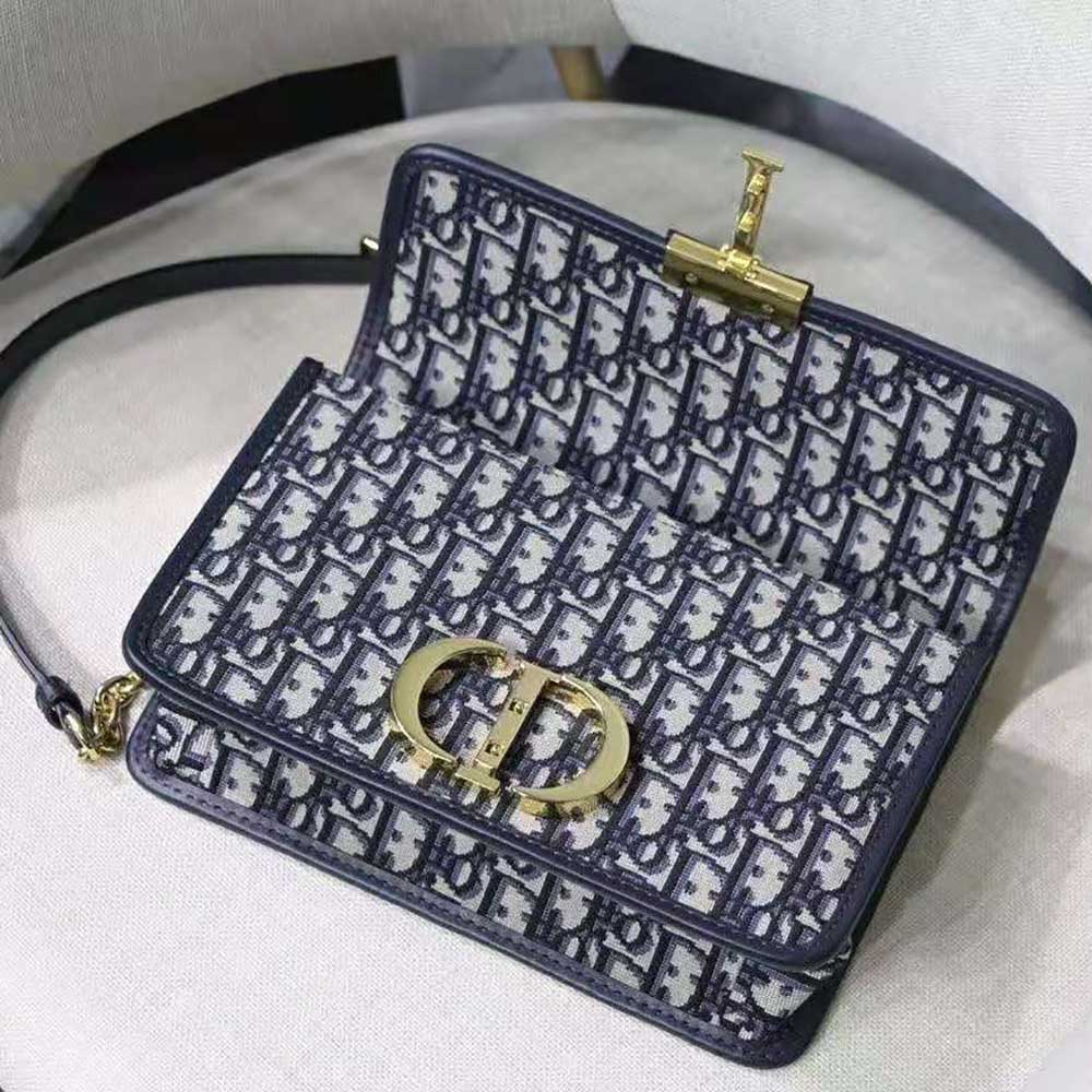Dior Women 30 Montaigne Chain Bag Blue Dior Oblique Jacquard - image 4