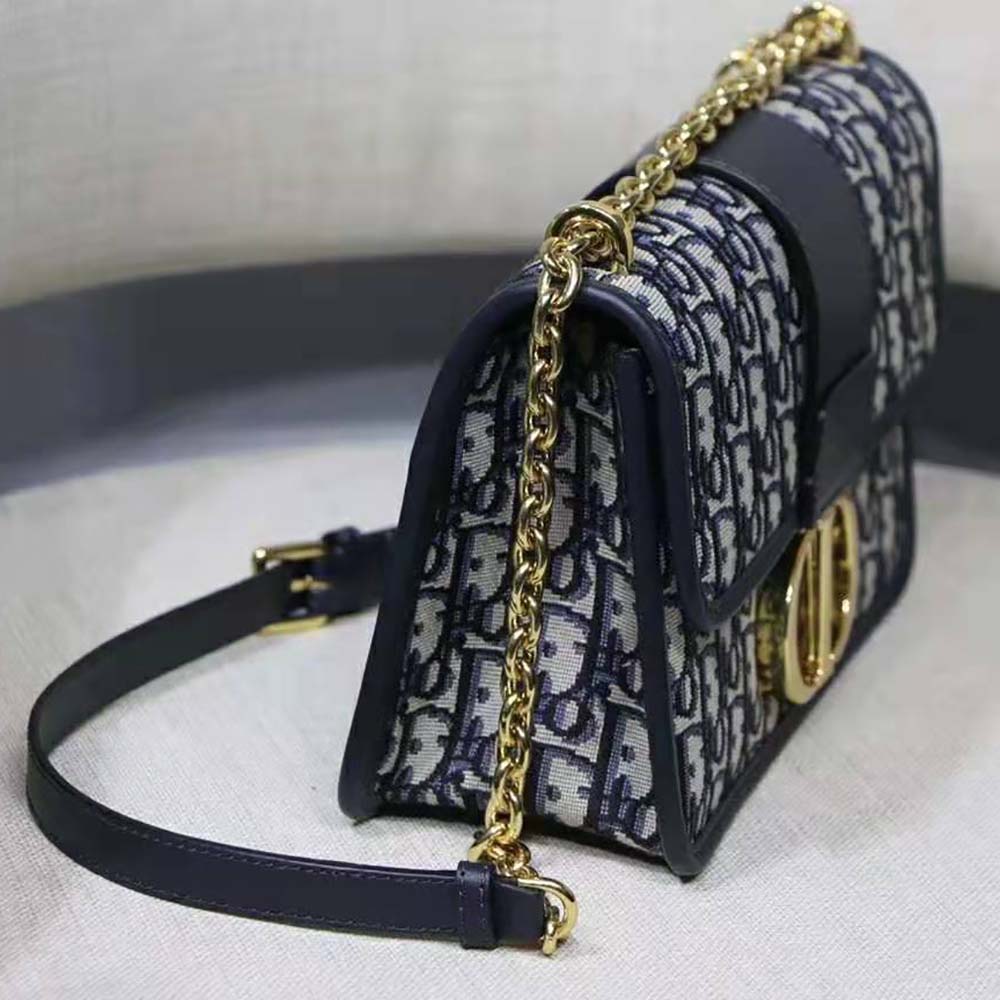 Dior Women 30 Montaigne Chain Bag Blue Dior Oblique Jacquard - image 5