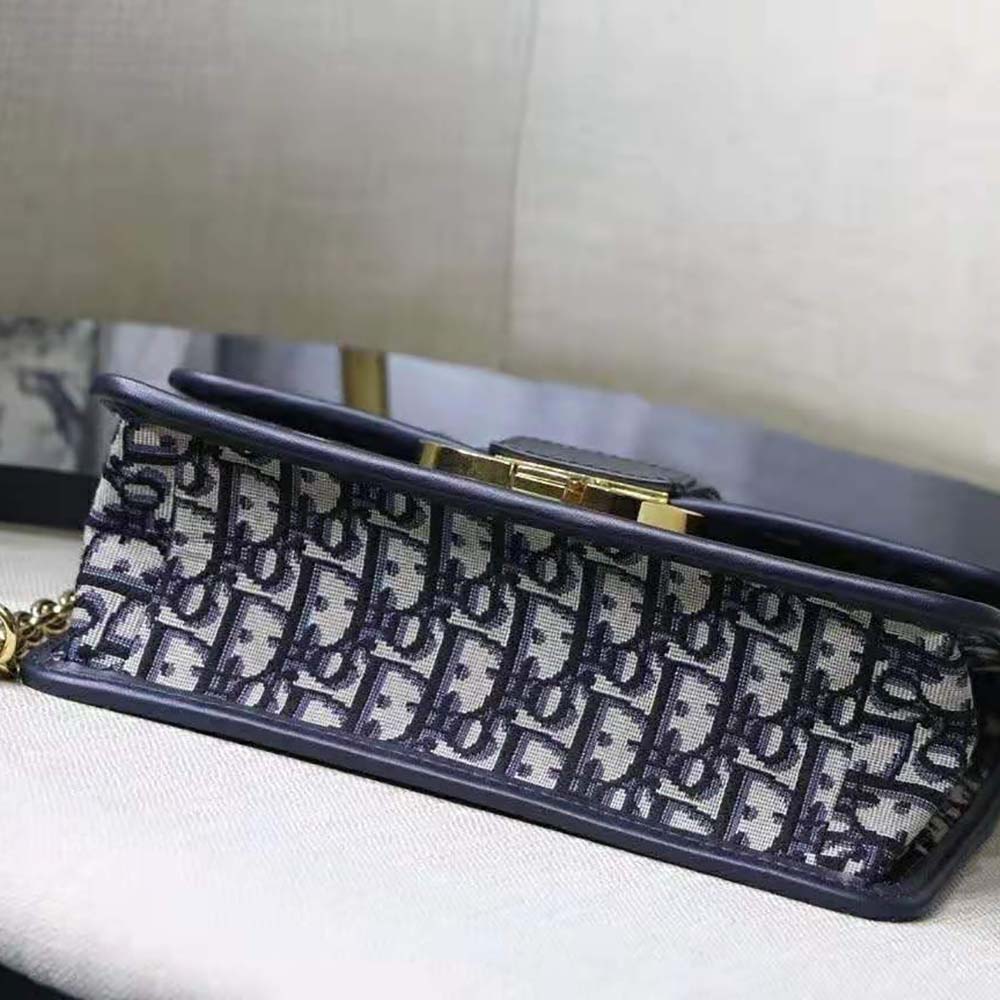 Dior Women 30 Montaigne Chain Bag Blue Dior Oblique Jacquard - image 6