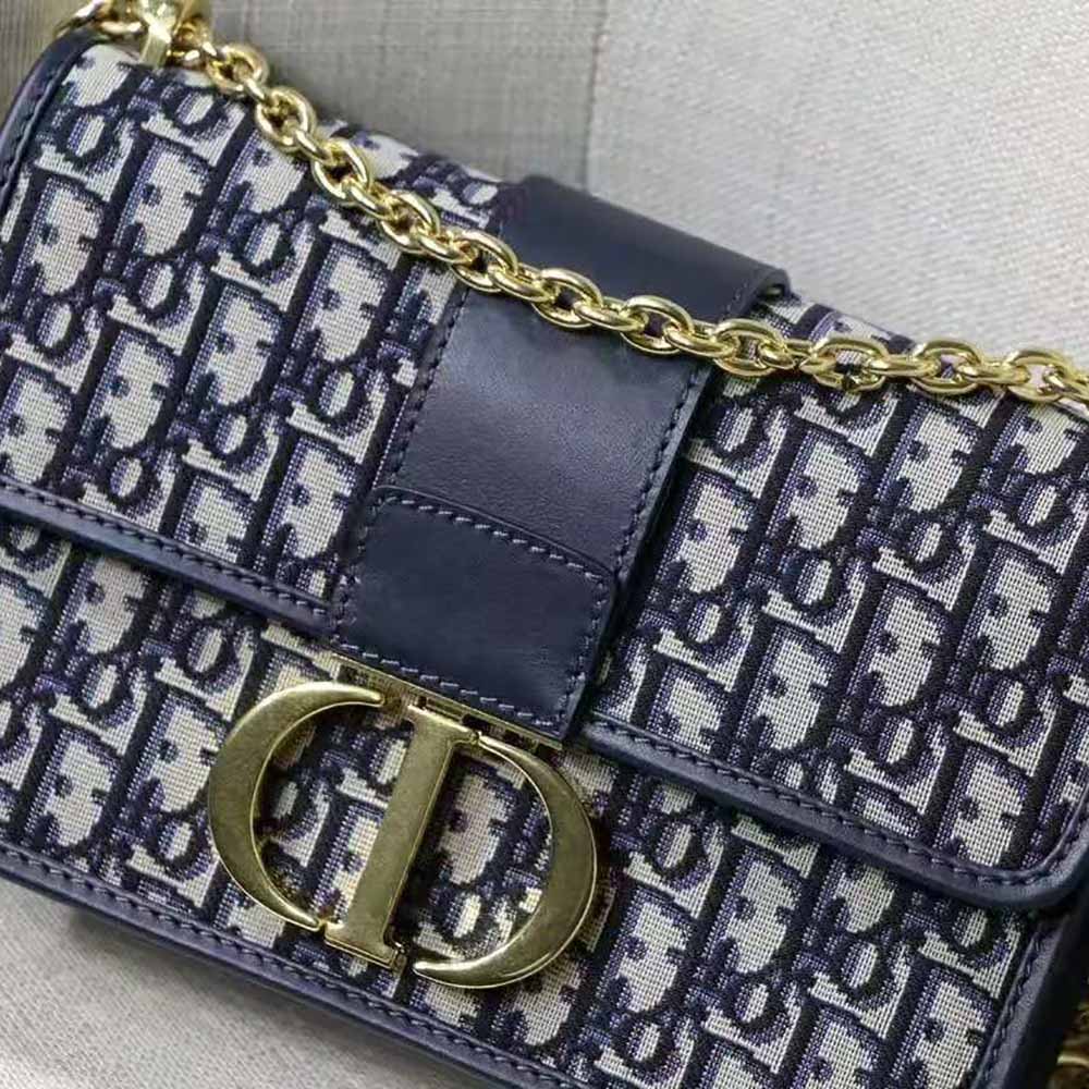 Dior Women 30 Montaigne Chain Bag Blue Dior Oblique Jacquard - image 7