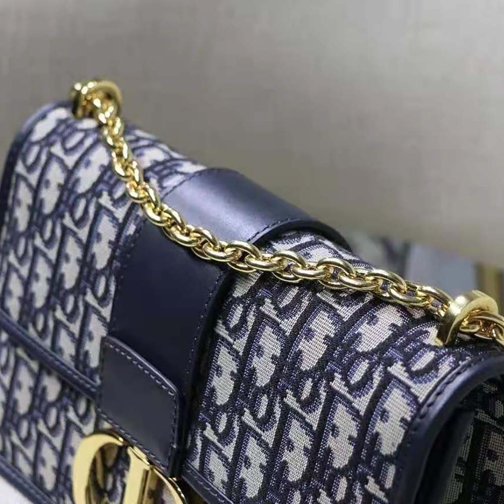 Dior Women 30 Montaigne Chain Bag Blue Dior Oblique Jacquard - image 9