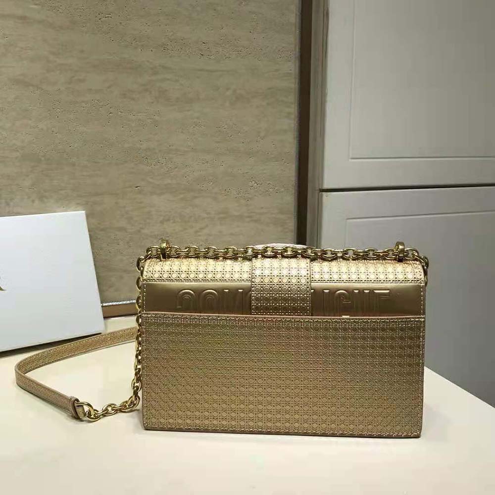 Dior Women 30 Montaigne Chain Bag Metallic Gold Microcannage Calfskin - image 5