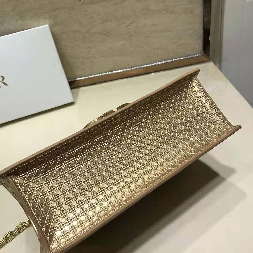 Dior Women 30 Montaigne Chain Bag Metallic Gold Microcannage Calfskin - image 6