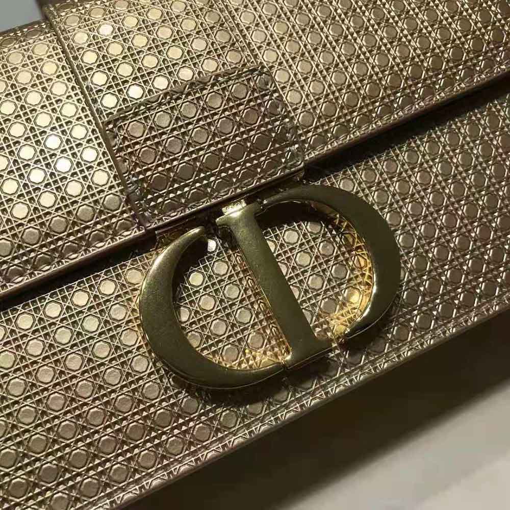 Dior Women 30 Montaigne Chain Bag Metallic Gold Microcannage Calfskin - image 7