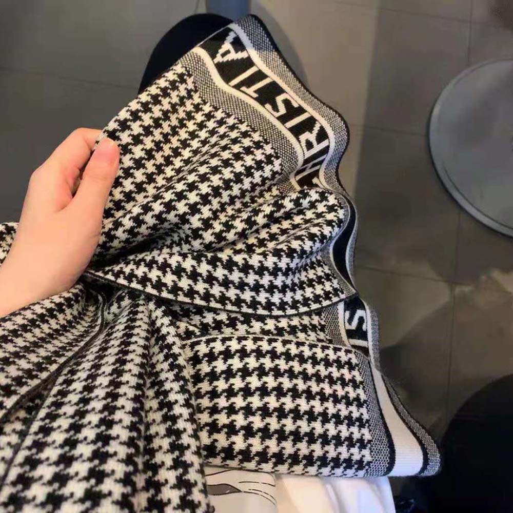 Dior Women 30 Montaigne Scarf Black and White Houndstooth Cashmere Blend Knit - image 5