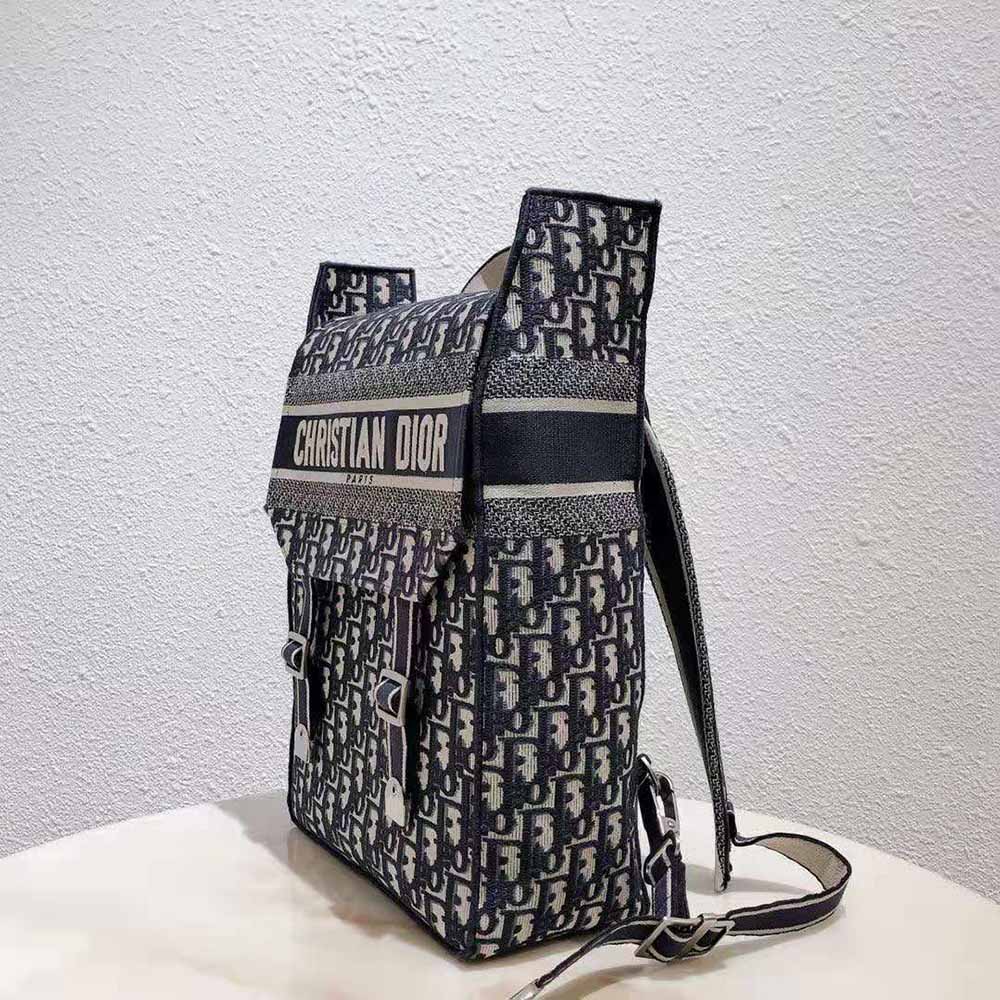 Dior Women Backpack Blue Dior Oblique Embroidery - image 4