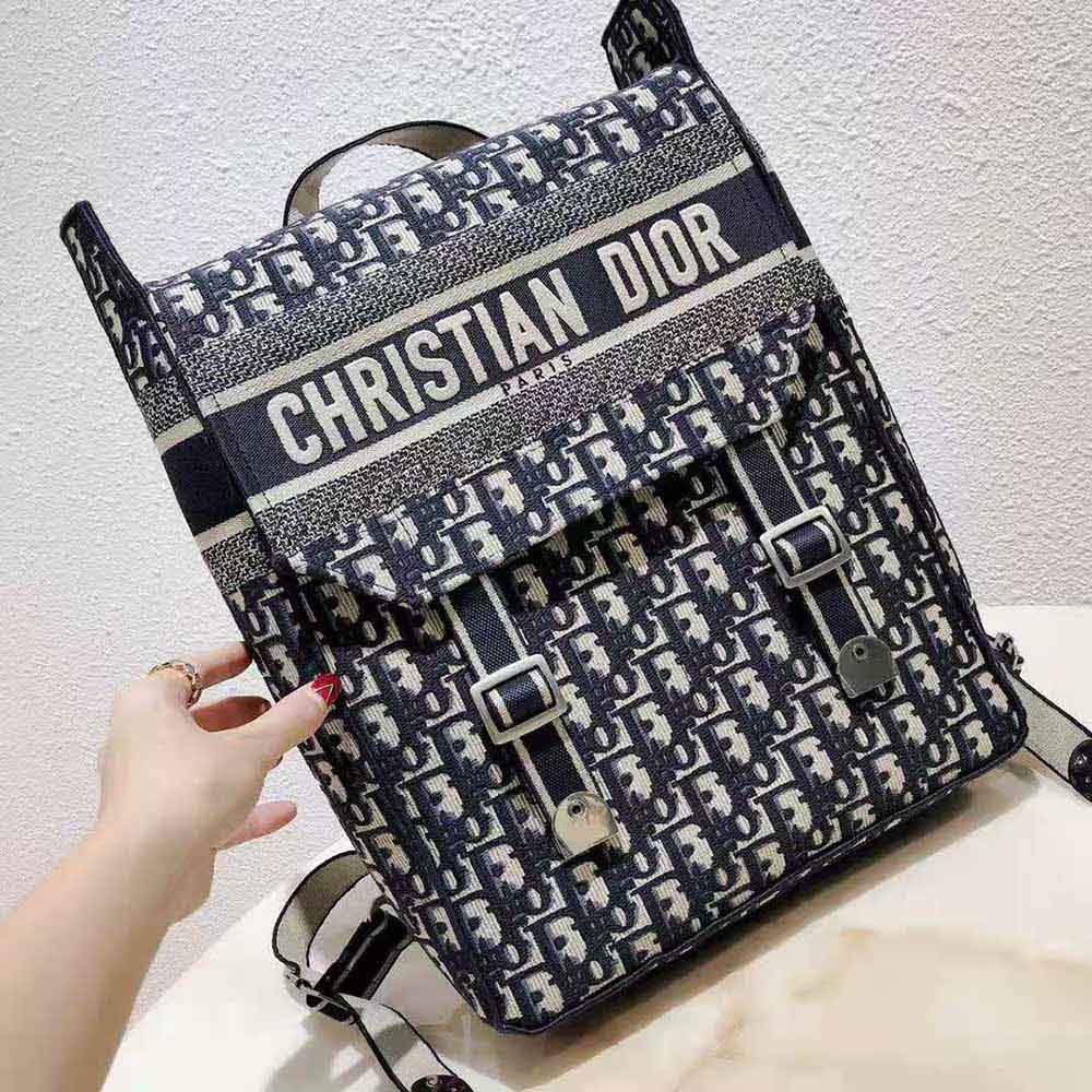Dior Women Backpack Blue Dior Oblique Embroidery - image 6