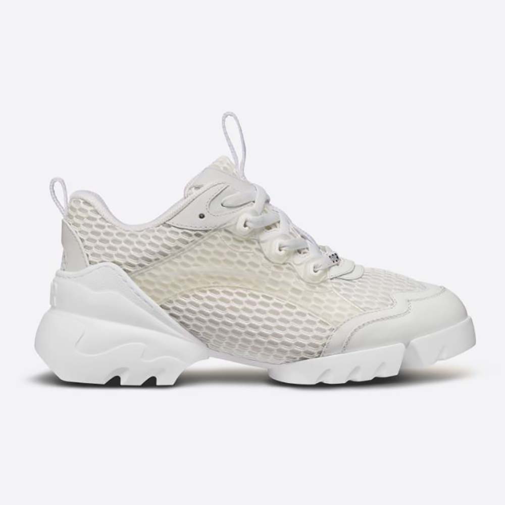 Side view of Dior Women D-Connect Sneaker-White showing sculpted sole