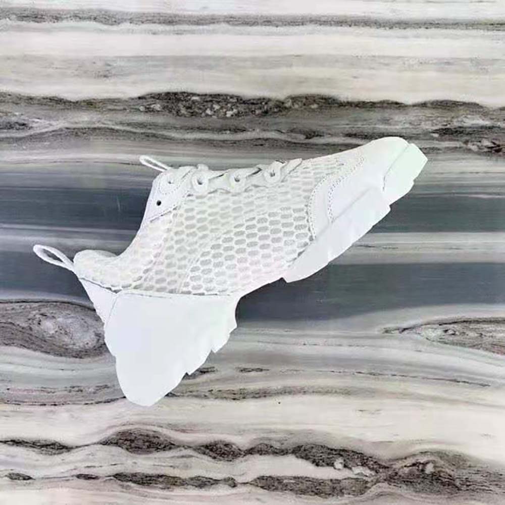 Top view of Dior Women D-Connect Sneaker-White with lace-up closure