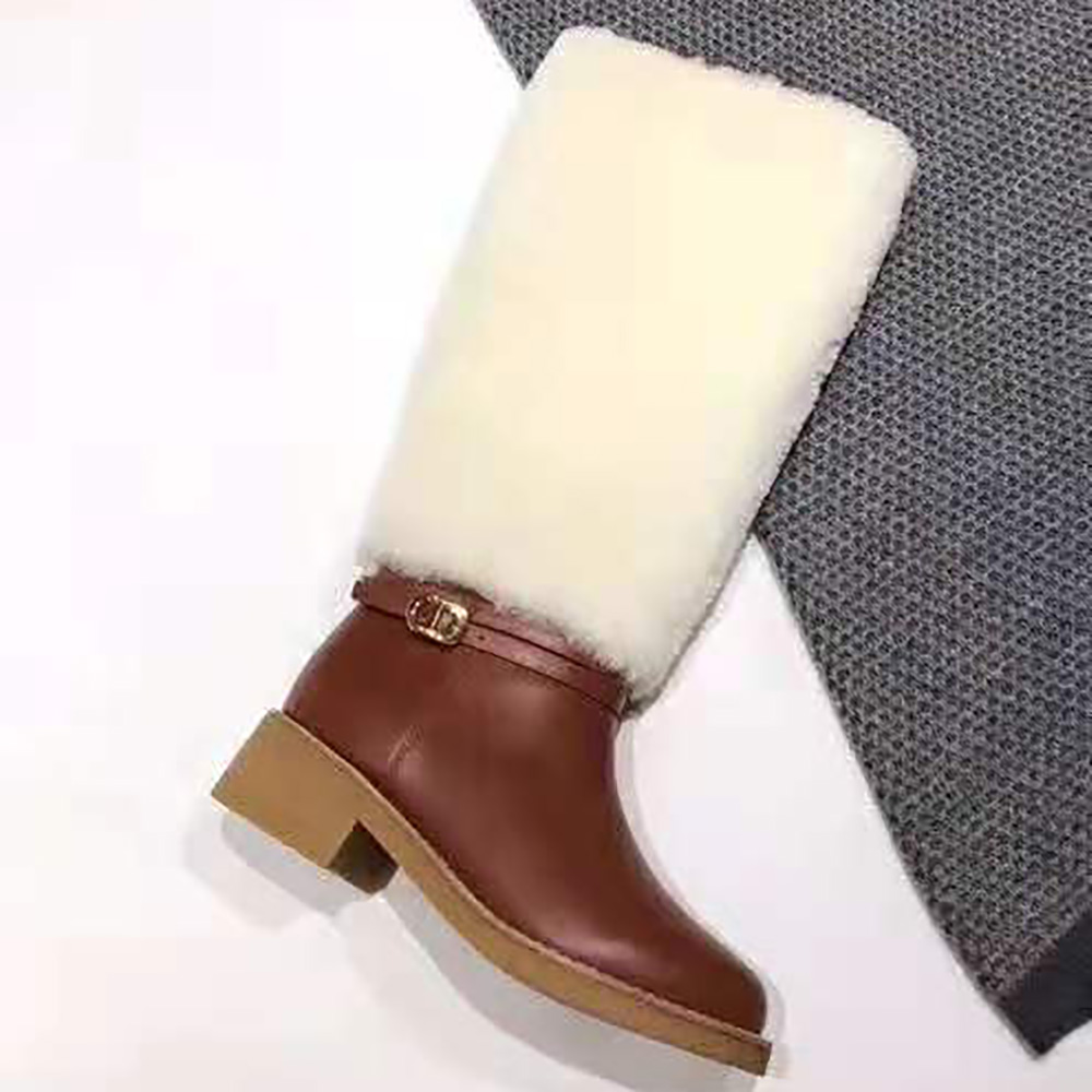 Dior Women D-Furious Boot Dark Tan Calfskin and Shearling - image 7