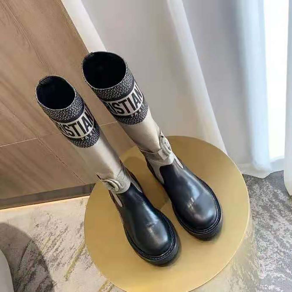Dior Women D-Major Boot Taupe and Black Technical Fabric and Calfskin - image 5