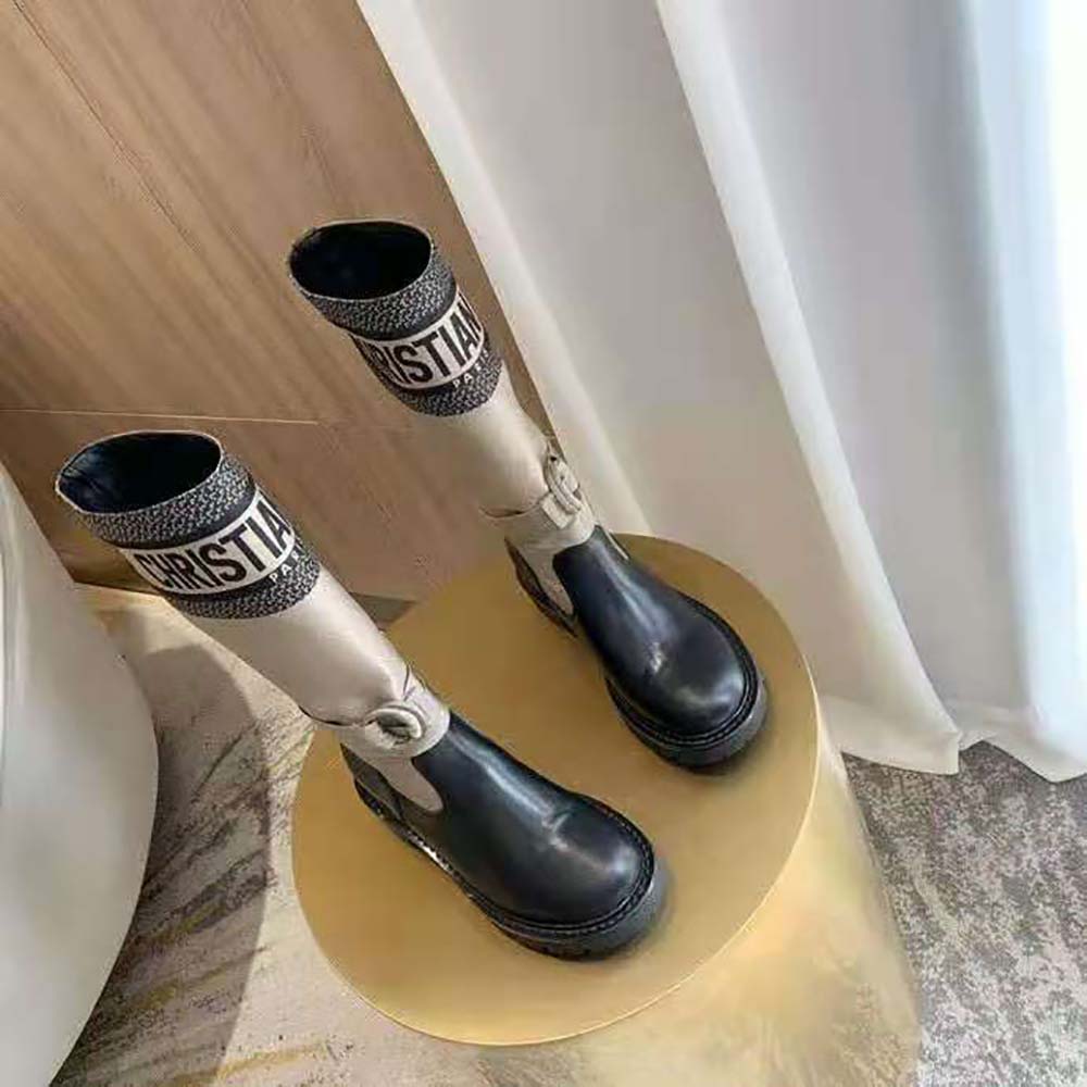 Dior Women D-Major Boot Taupe and Black Technical Fabric and Calfskin - image 6