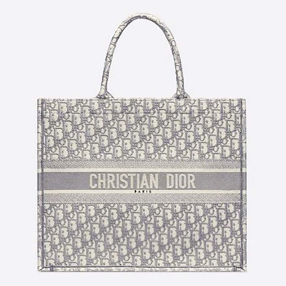 Front view of Dior Women Dior Bbook Tote-Silver with silver signature