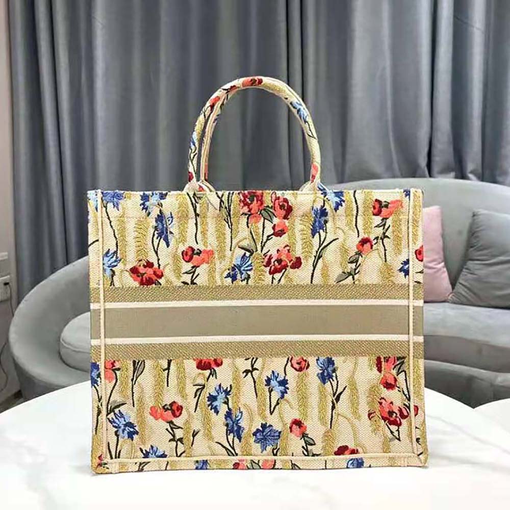 Dior Women Dior Book Tote Beige Dior Hibiscus Embroidery - image 4