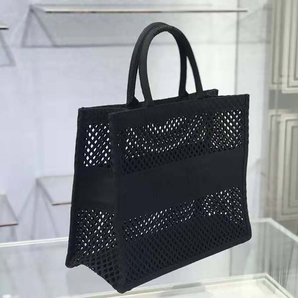 Dior Women Dior Book Tote Black Mesh Embroidery - image 4