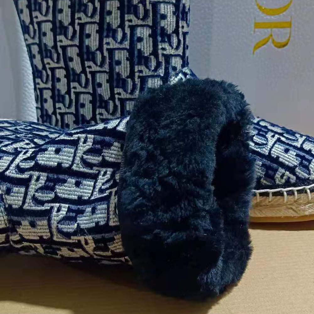 Dior Women Dior Chez Moi Dior Granville Ankle Boot Blue Dior Oblique Embroidered Velvet - image 6