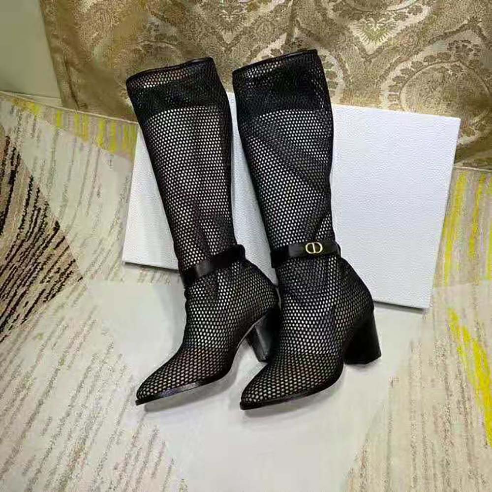 Dior Women Dior Empreinte Heeled Boot Black Mesh Calfskin - image 4