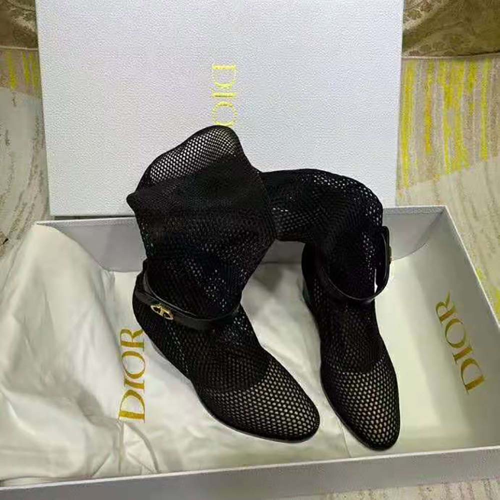 Dior Women Dior Empreinte Heeled Boot Black Mesh Calfskin - image 8