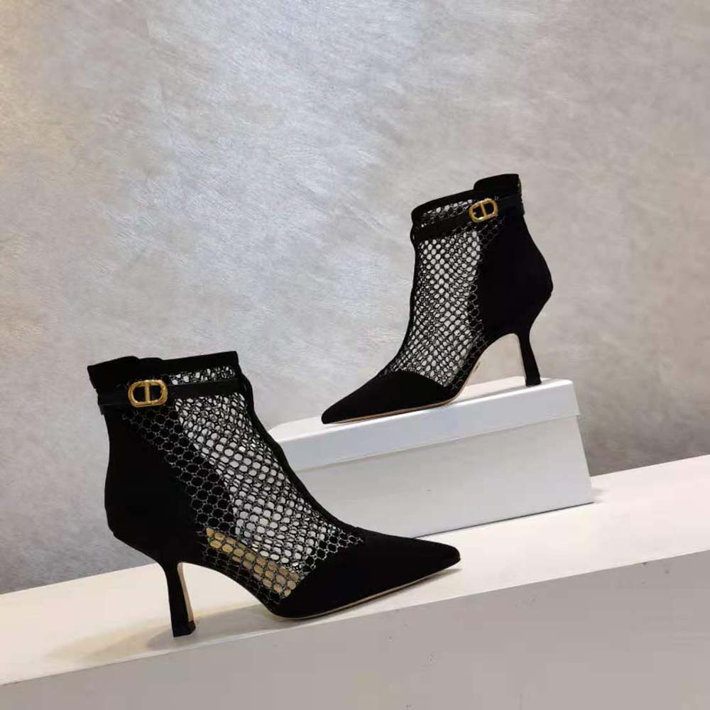 Overhead view showing mesh panels and suede texture on Dior Women Dior-I Boot