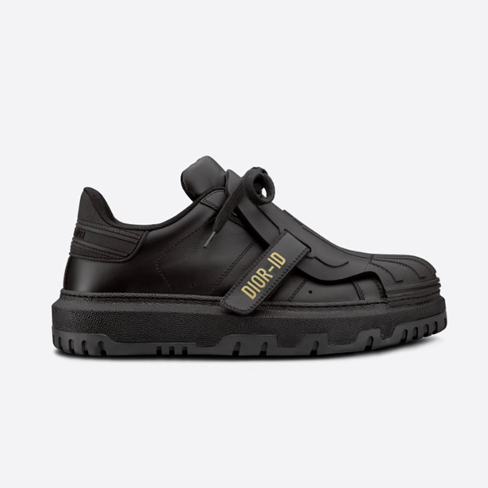 Side profile of Dior Women Dior-Id Sneaker Black Rubber and Calfskin