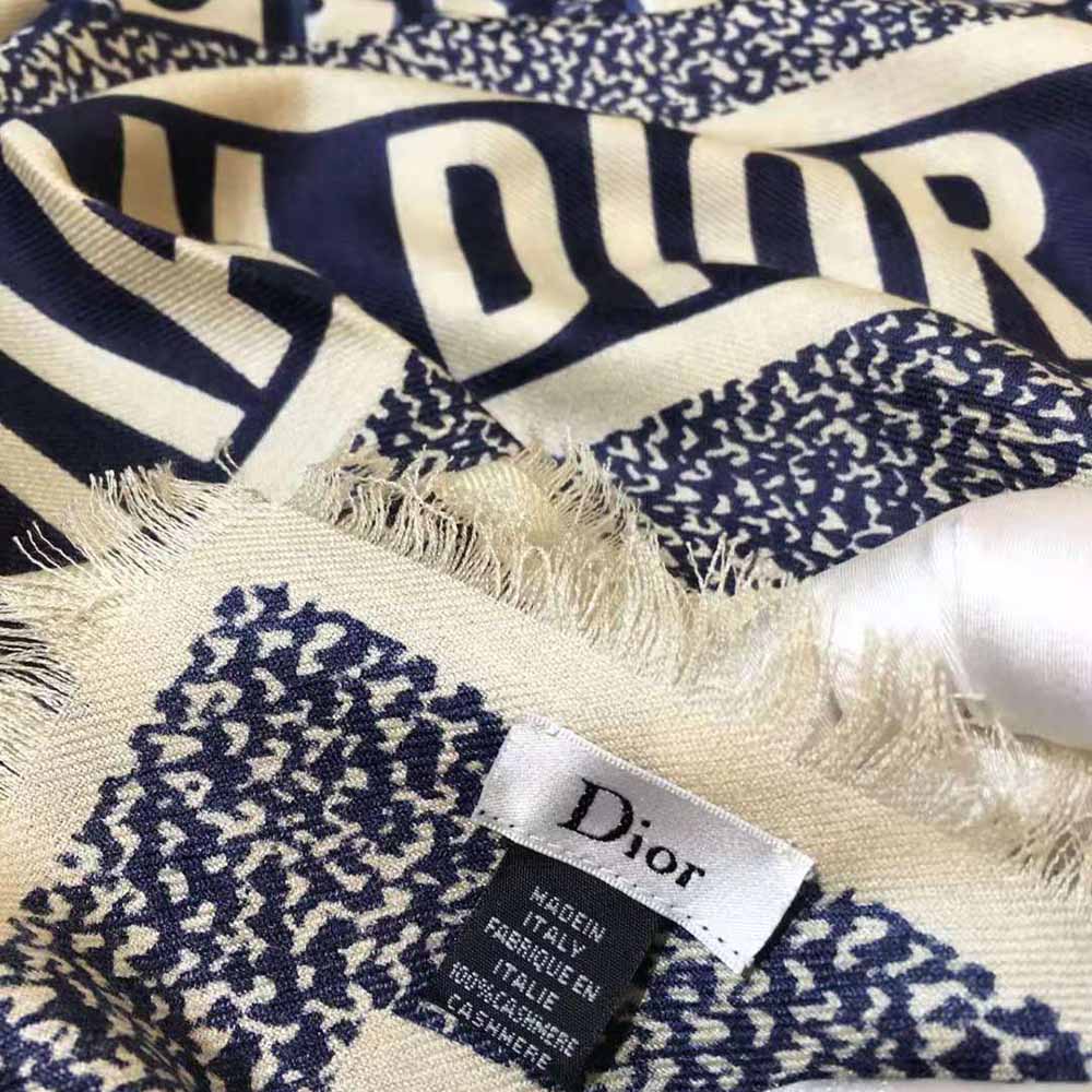 Draped Dior Women Dior Oblique Square Scarf highlighting silk twill texture