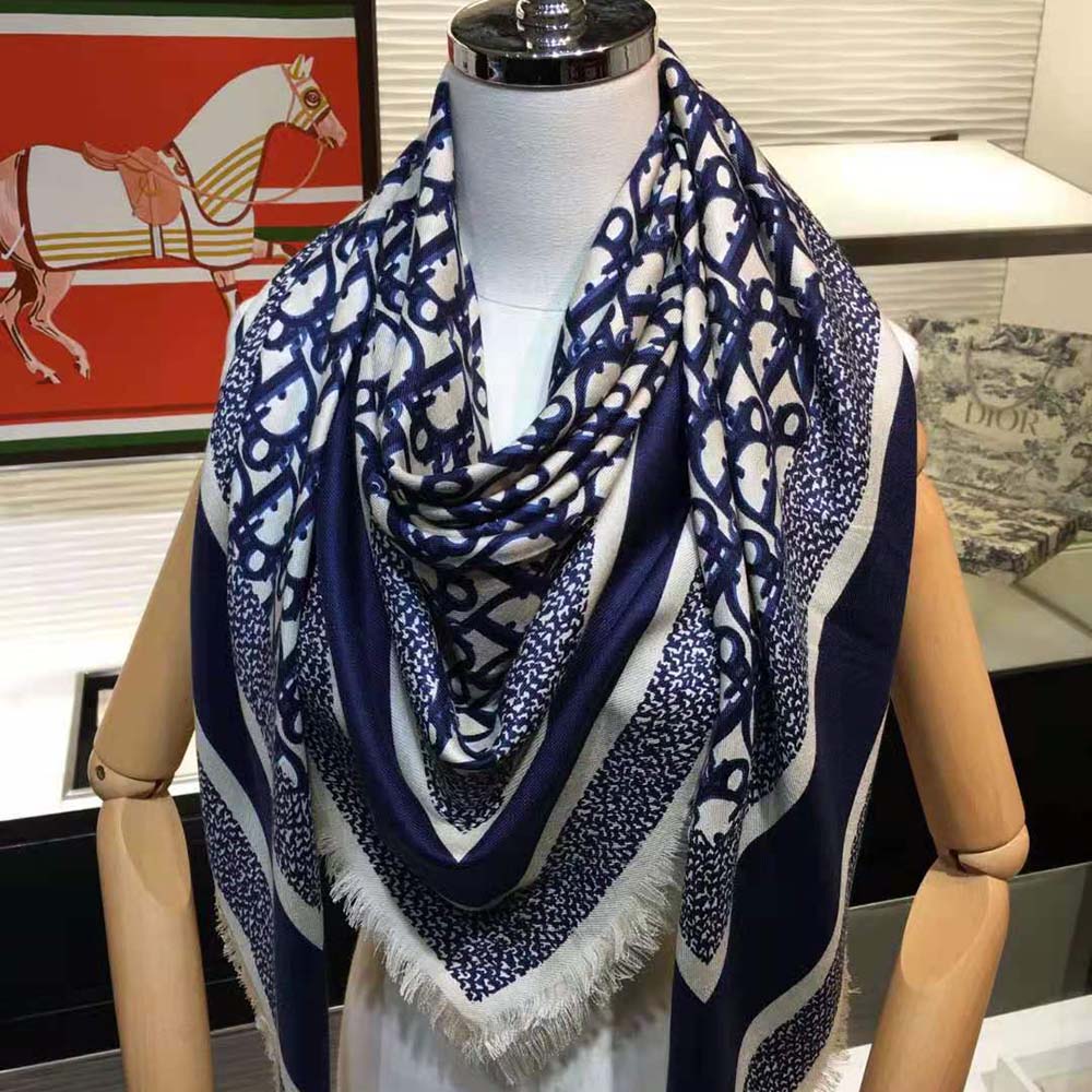 Dior Women Dior Oblique Square Scarf Navy Blue Silk Twill - image 6