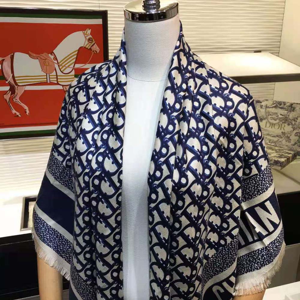 Dior Women Dior Oblique Square Scarf Navy Blue Silk Twill - image 8