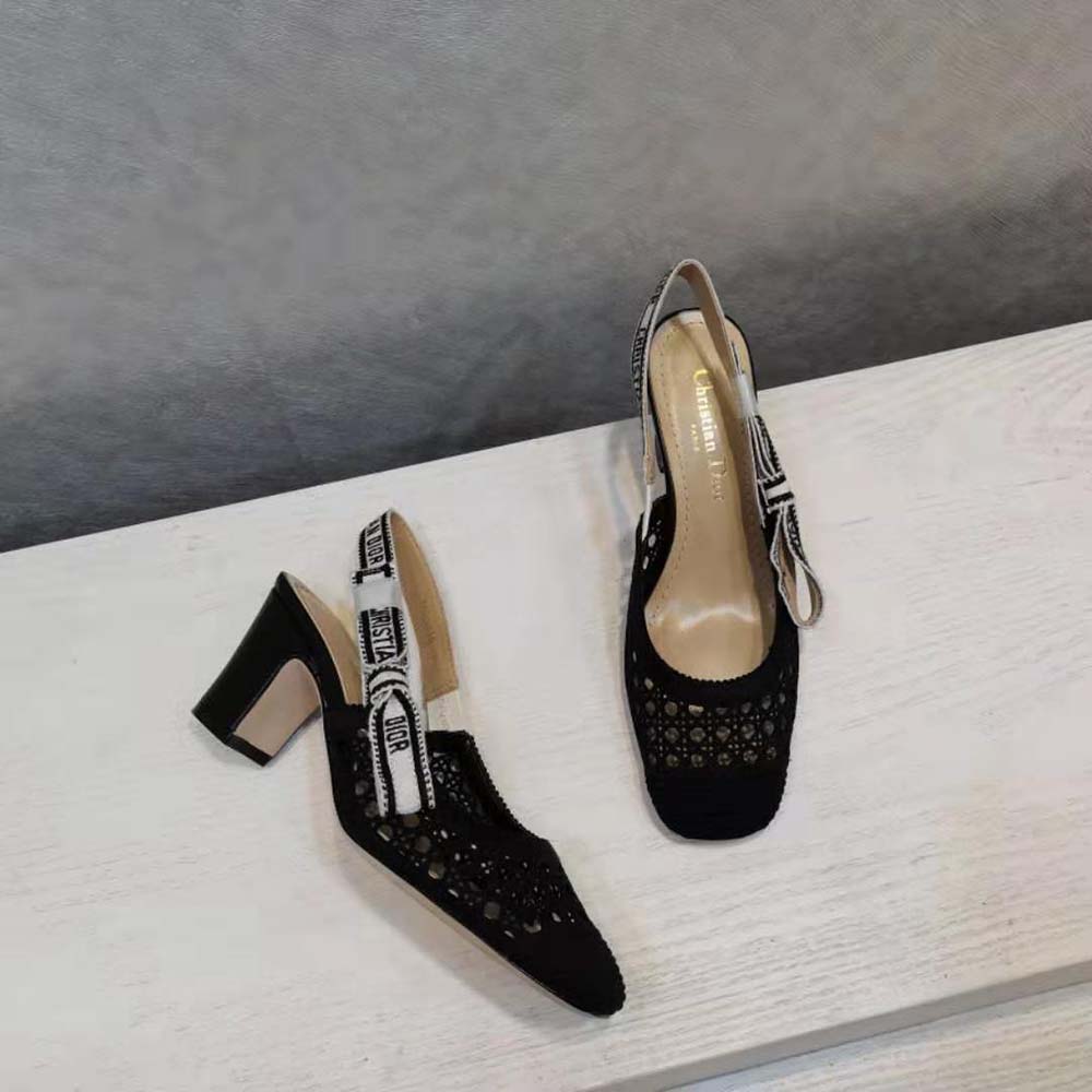 Rear angle showing adjustable slingback strap on Dior Women Dior and Moi Slingback Pump