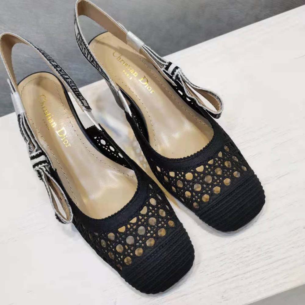 Dior Women Dior and Moi Slingback Pump Black Cannage Embroidered Mesh - image 4